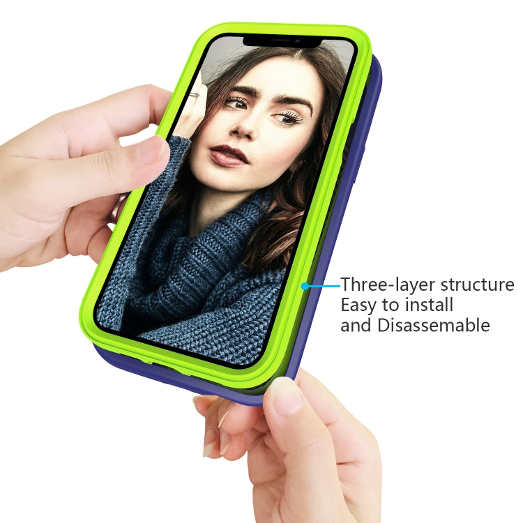 For iPhone 12 mini Wave Pattern 3 in 1 Silicone+PC Shockproof Protective Case