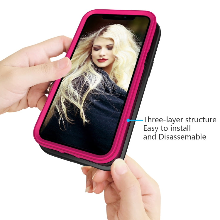 For iPhone 12 mini Wave Pattern 3 in 1 Silicone+PC Shockproof Protective Case