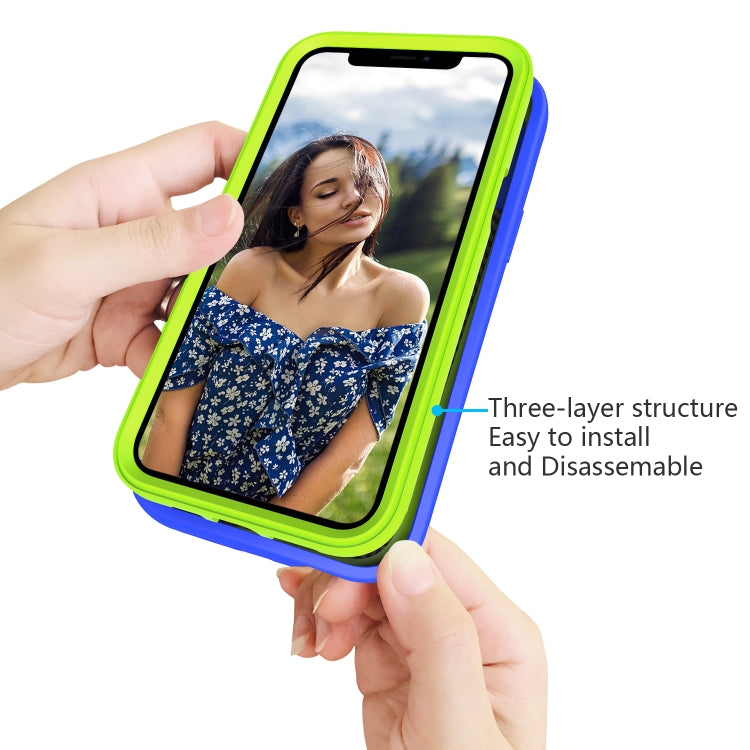 For iPhone 12 mini Wave Pattern 3 in 1 Silicone+PC Shockproof Protective Case