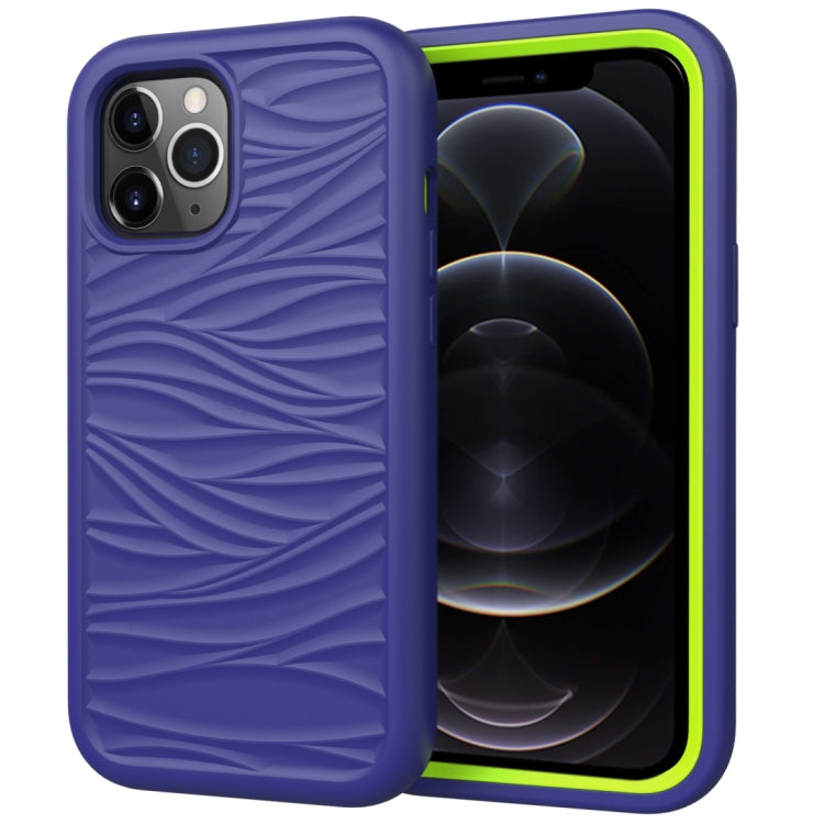 For iPhone 12 / 12 Pro Wave Pattern 3 in 1 Silicone+PC Shockproof Protective Case
