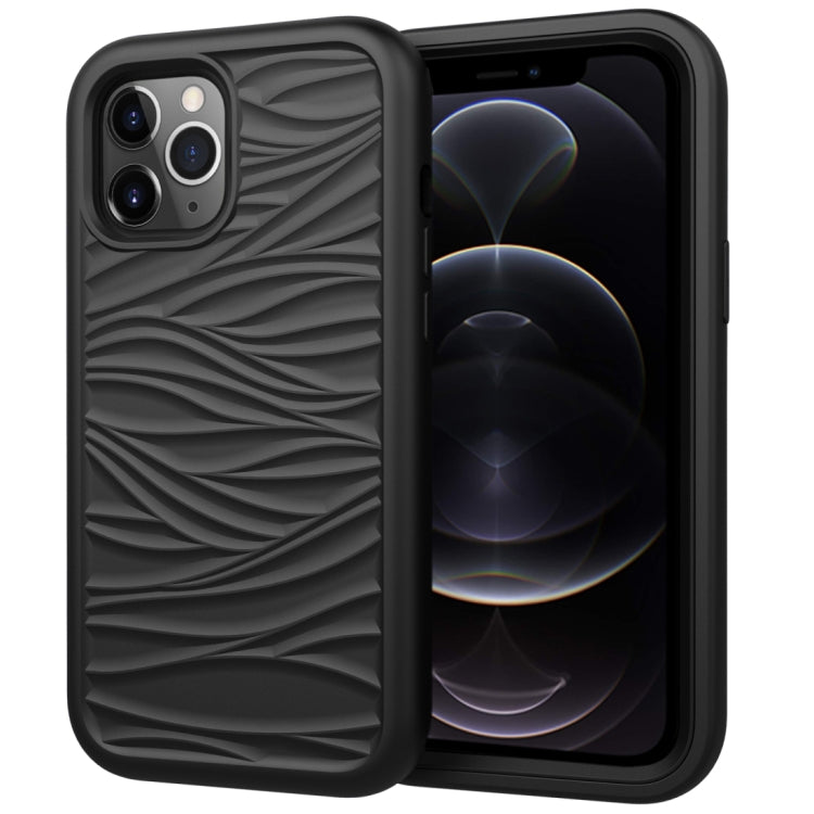 For iPhone 12 / 12 Pro Wave Pattern 3 in 1 Silicone+PC Shockproof Protective Case
