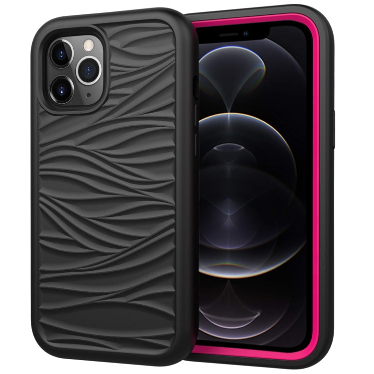 For iPhone 12 / 12 Pro Wave Pattern 3 in 1 Silicone+PC Shockproof Protective Case