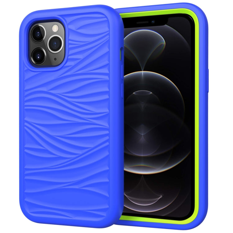 For iPhone 12 / 12 Pro Wave Pattern 3 in 1 Silicone+PC Shockproof Protective Case