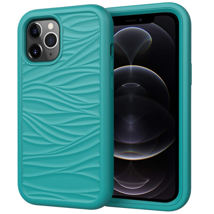 For iPhone 12 / 12 Pro Wave Pattern 3 in 1 Silicone+PC Shockproof Protective Case