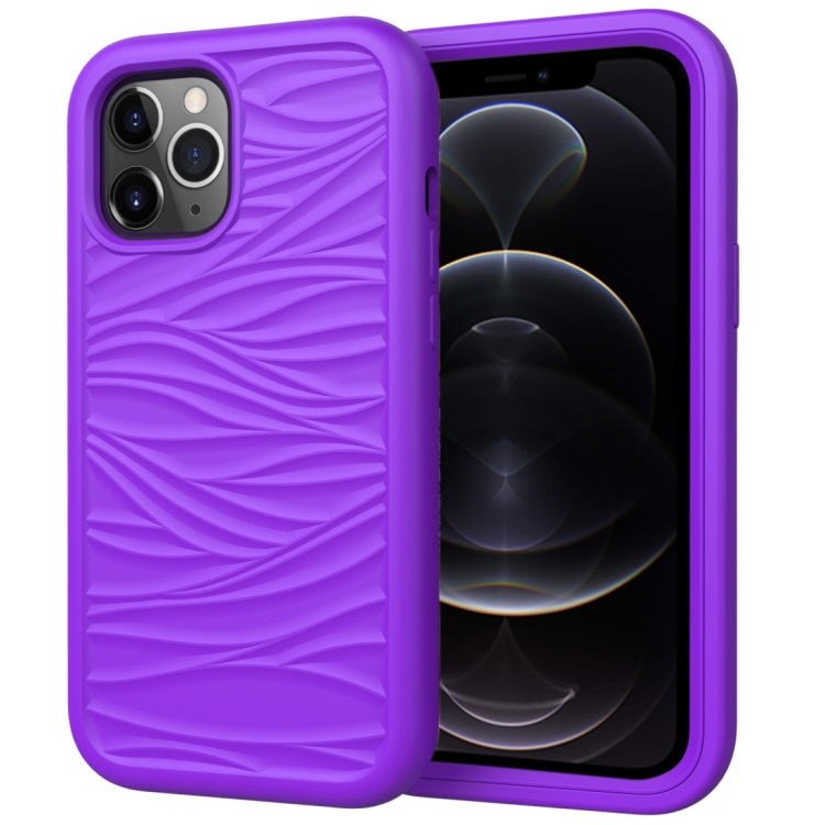 For iPhone 12 / 12 Pro Wave Pattern 3 in 1 Silicone+PC Shockproof Protective Case