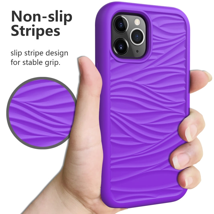 For iPhone 12 / 12 Pro Wave Pattern 3 in 1 Silicone+PC Shockproof Protective Case