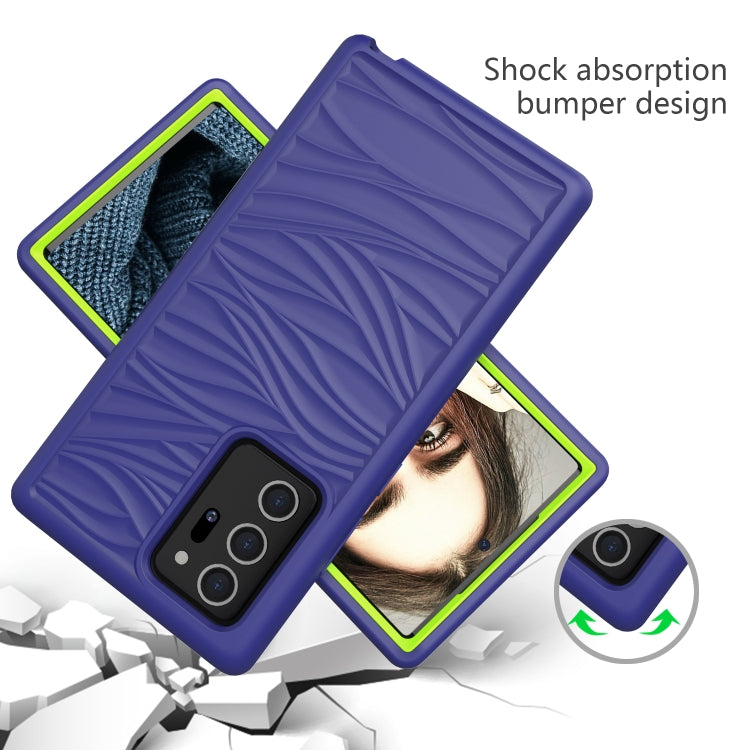 For Samsung Galaxy Note20 Wave Pattern 3 in 1 Silicone+PC Shockproof Protective Case