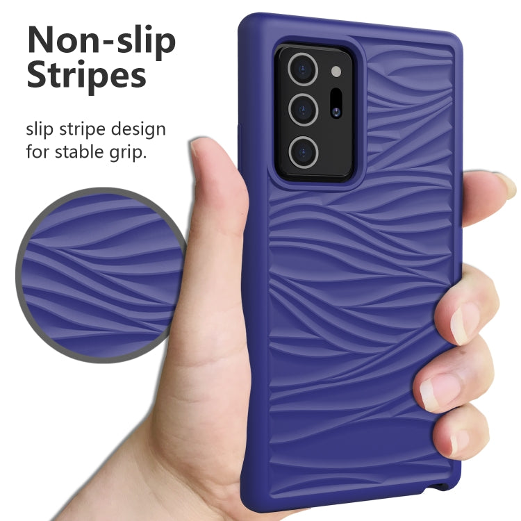 For Samsung Galaxy Note20 Wave Pattern 3 in 1 Silicone+PC Shockproof Protective Case