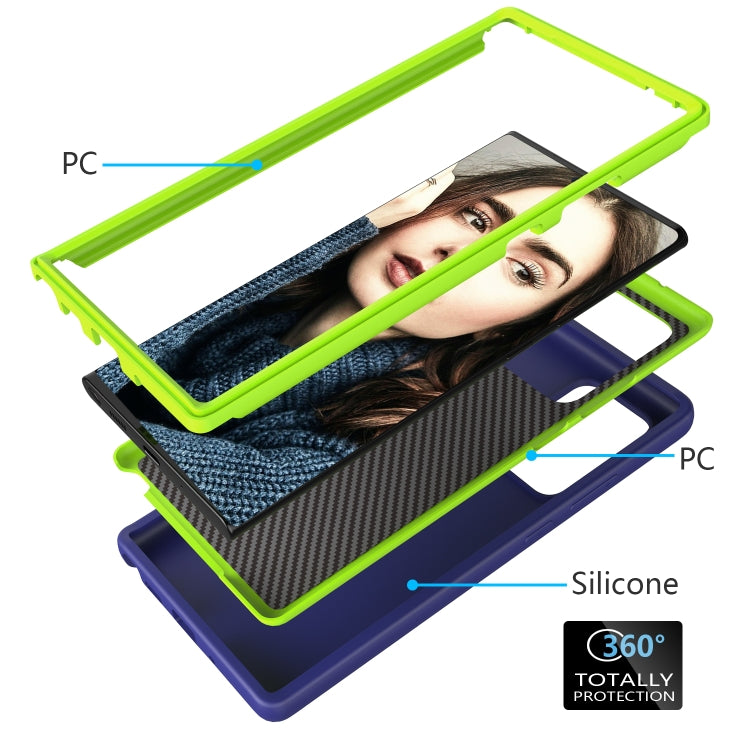 For Samsung Galaxy Note20 Wave Pattern 3 in 1 Silicone+PC Shockproof Protective Case