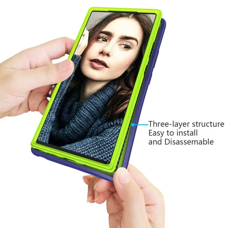 For Samsung Galaxy Note20 Wave Pattern 3 in 1 Silicone+PC Shockproof Protective Case