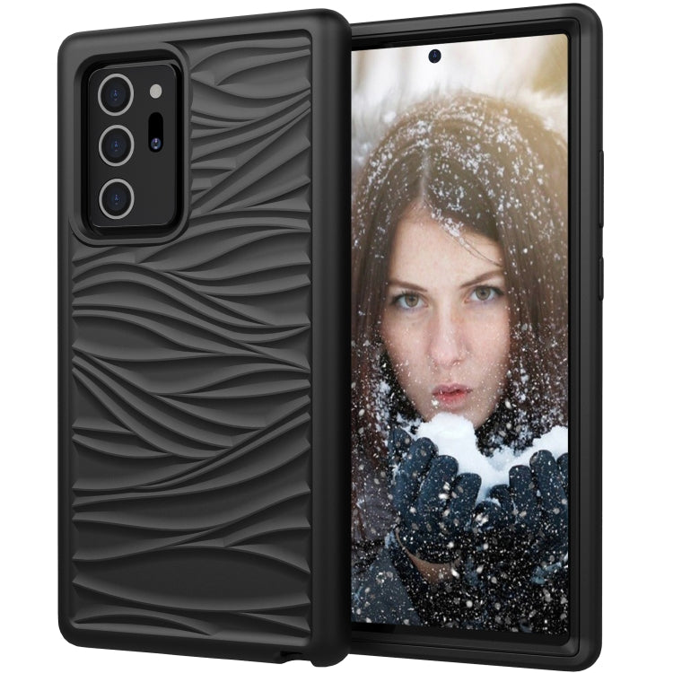 For Samsung Galaxy Note20 Wave Pattern 3 in 1 Silicone+PC Shockproof Protective Case