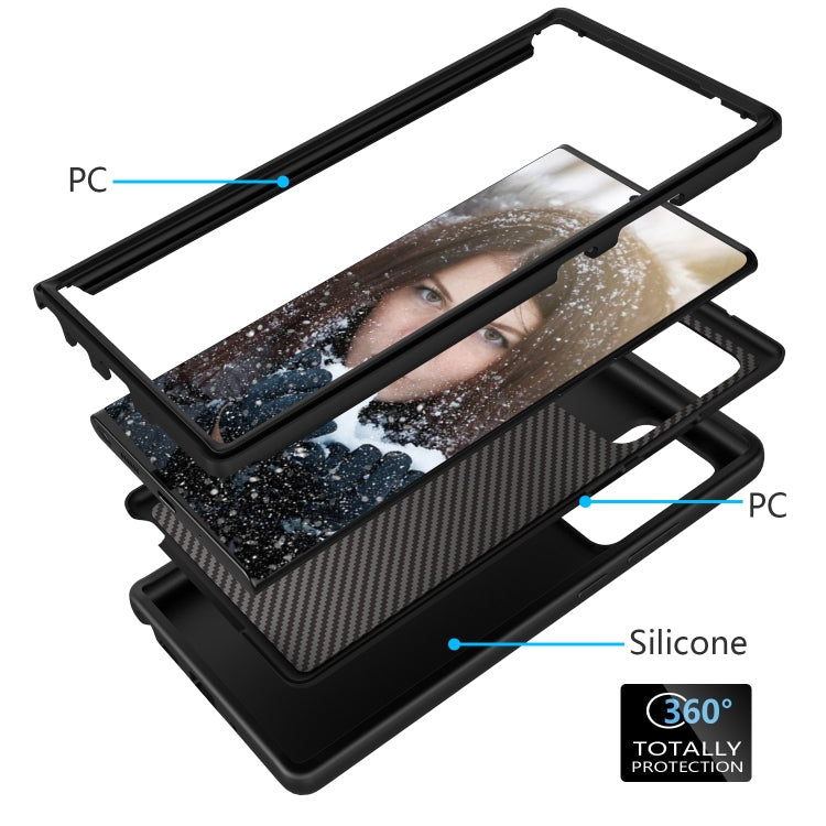 For Samsung Galaxy Note20 Wave Pattern 3 in 1 Silicone+PC Shockproof Protective Case