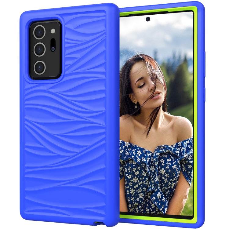 For Samsung Galaxy Note20 Wave Pattern 3 in 1 Silicone+PC Shockproof Protective Case