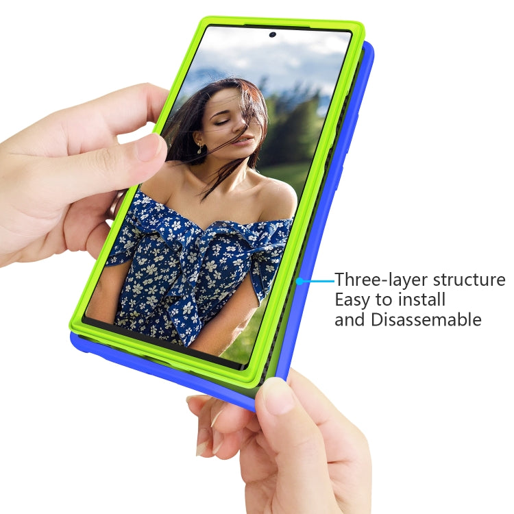 For Samsung Galaxy Note20 Wave Pattern 3 in 1 Silicone+PC Shockproof Protective Case