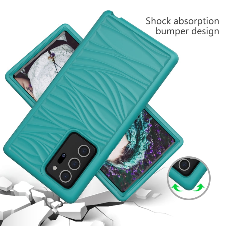 For Samsung Galaxy Note20 Wave Pattern 3 in 1 Silicone+PC Shockproof Protective Case