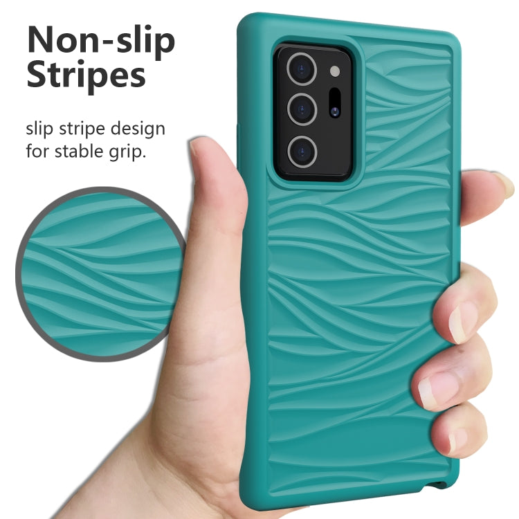 For Samsung Galaxy Note20 Wave Pattern 3 in 1 Silicone+PC Shockproof Protective Case