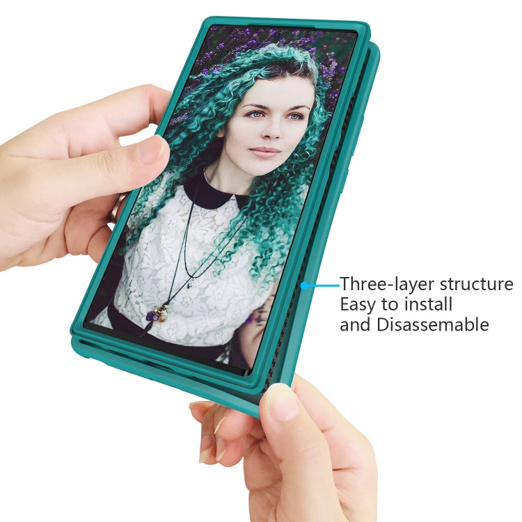 For Samsung Galaxy Note20 Wave Pattern 3 in 1 Silicone+PC Shockproof Protective Case