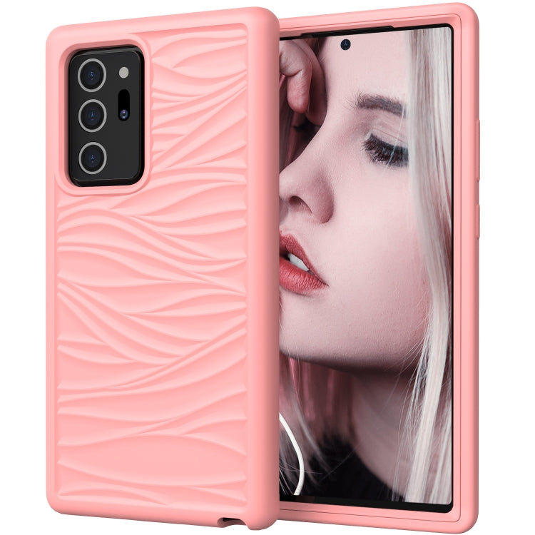 For Samsung Galaxy Note20 Wave Pattern 3 in 1 Silicone+PC Shockproof Protective Case