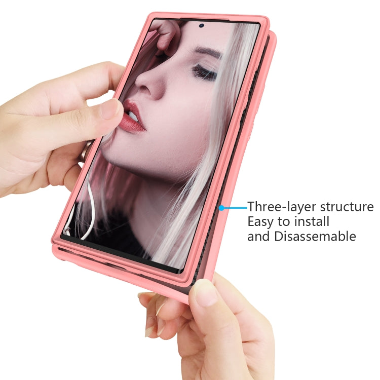 For Samsung Galaxy Note20 Wave Pattern 3 in 1 Silicone+PC Shockproof Protective Case