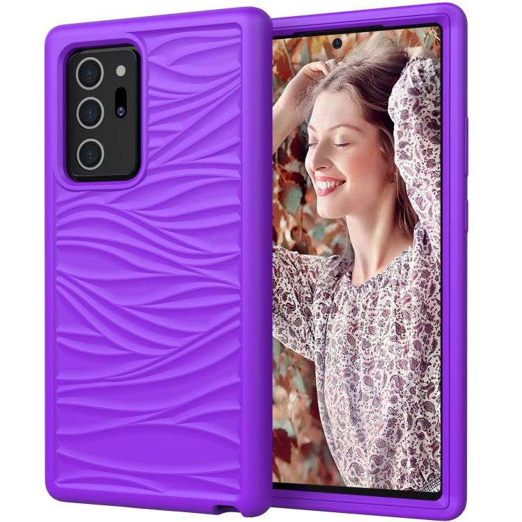 For Samsung Galaxy Note20 Wave Pattern 3 in 1 Silicone+PC Shockproof Protective Case