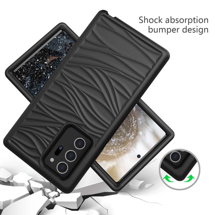 For Samsung Galaxy Note20 Ultra Wave Pattern 3 in 1 Silicone+PC Shockproof Protective Case