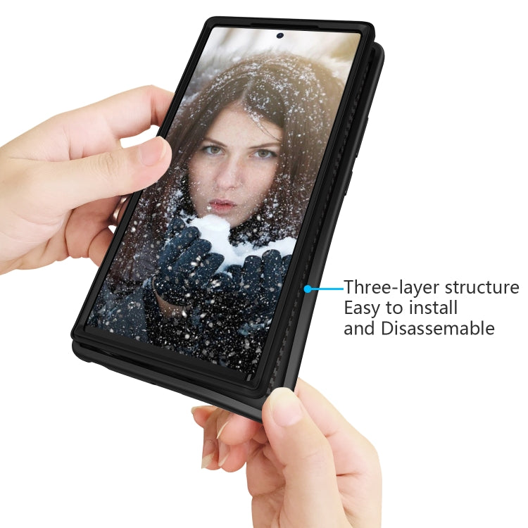 For Samsung Galaxy Note20 Ultra Wave Pattern 3 in 1 Silicone+PC Shockproof Protective Case