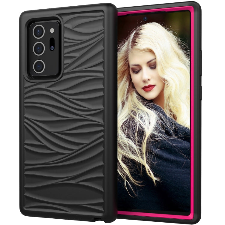 For Samsung Galaxy Note20 Ultra Wave Pattern 3 in 1 Silicone+PC Shockproof Protective Case