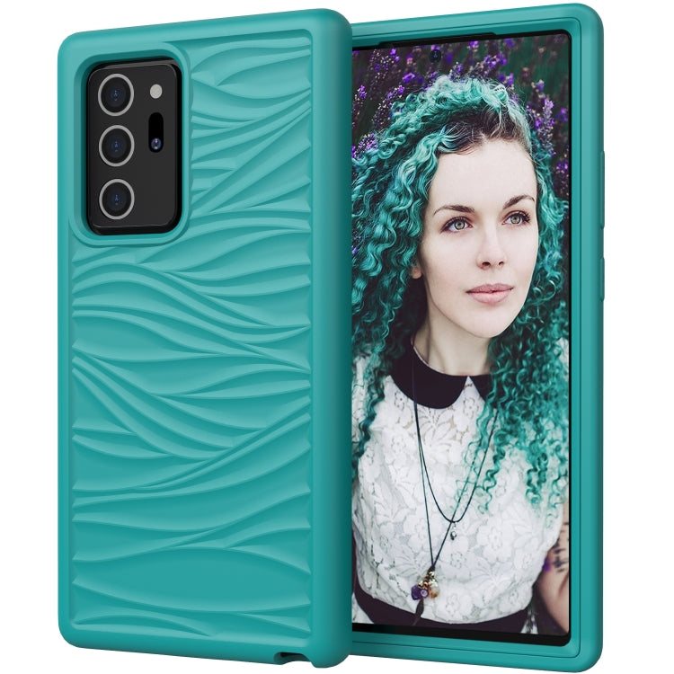 For Samsung Galaxy Note20 Ultra Wave Pattern 3 in 1 Silicone+PC Shockproof Protective Case