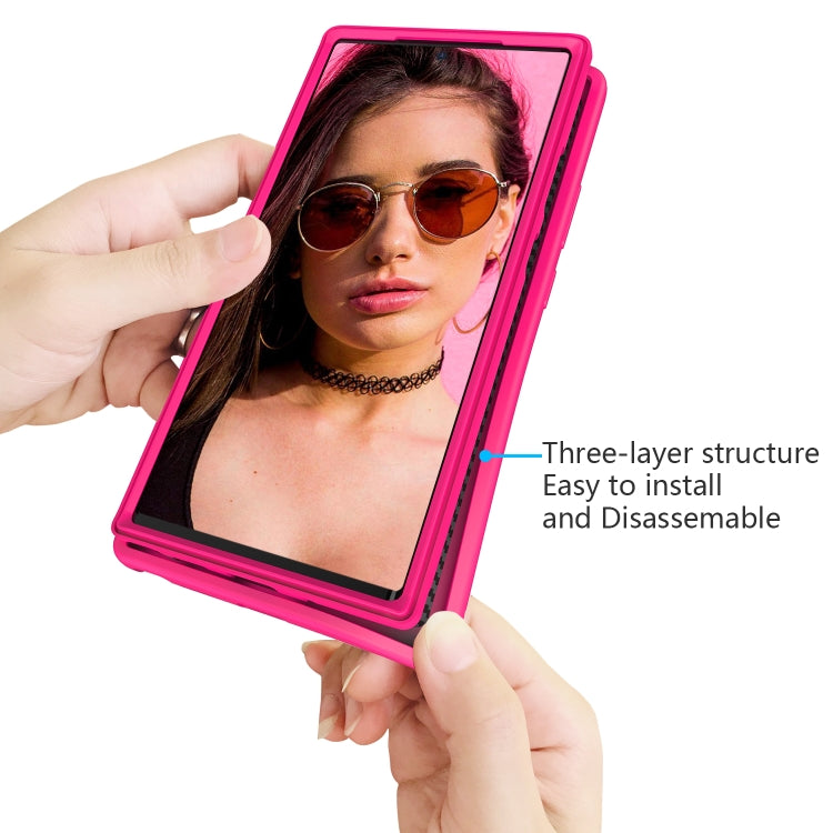 For Samsung Galaxy Note20 Ultra Wave Pattern 3 in 1 Silicone+PC Shockproof Protective Case