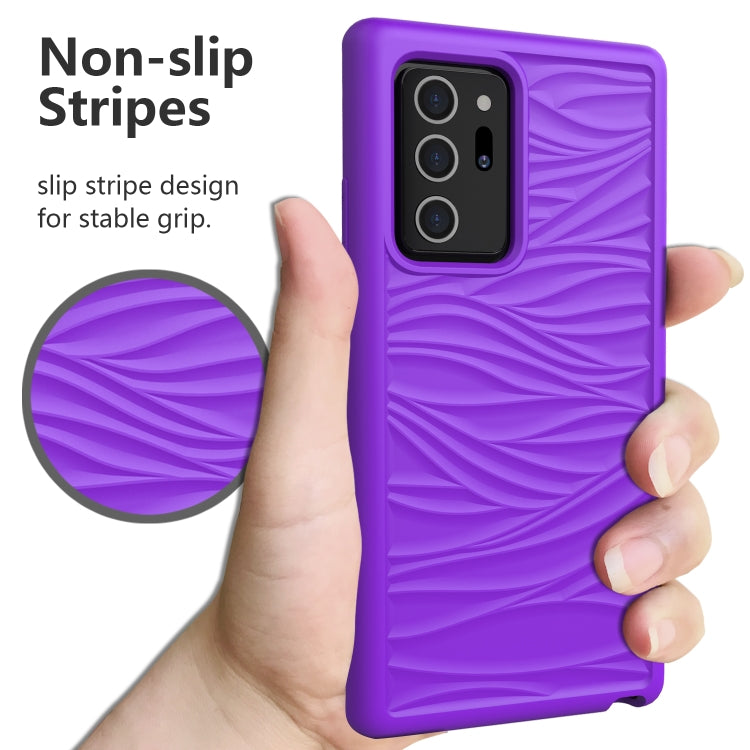 For Samsung Galaxy Note20 Ultra Wave Pattern 3 in 1 Silicone+PC Shockproof Protective Case