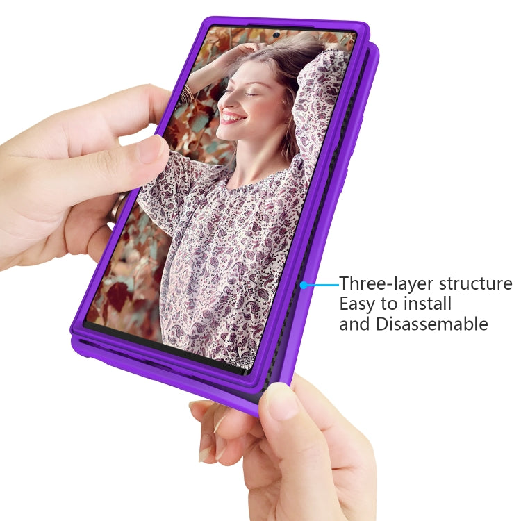 For Samsung Galaxy Note20 Ultra Wave Pattern 3 in 1 Silicone+PC Shockproof Protective Case