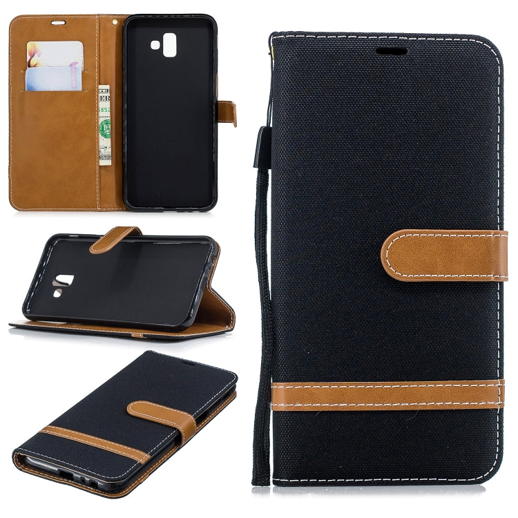 Color Matching Denim Texture Leather Case for Galaxy J6+ & J6 Prime, with Holder & Card Slots & Wallet & Lanyard