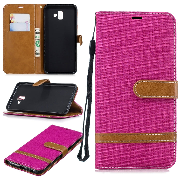 Color Matching Denim Texture Leather Case for Galaxy J6+ & J6 Prime, with Holder & Card Slots & Wallet & Lanyard