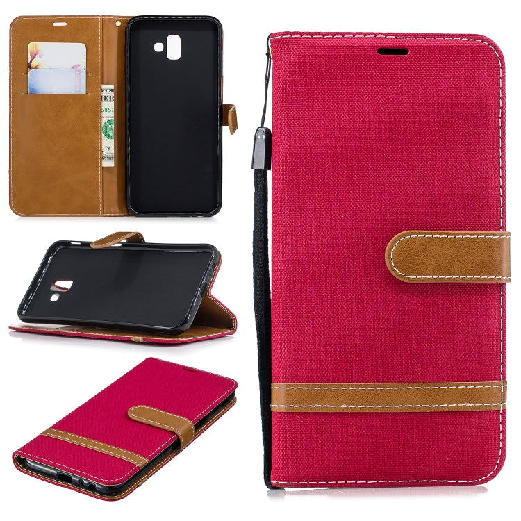Color Matching Denim Texture Leather Case for Galaxy J6+ & J6 Prime, with Holder & Card Slots & Wallet & Lanyard