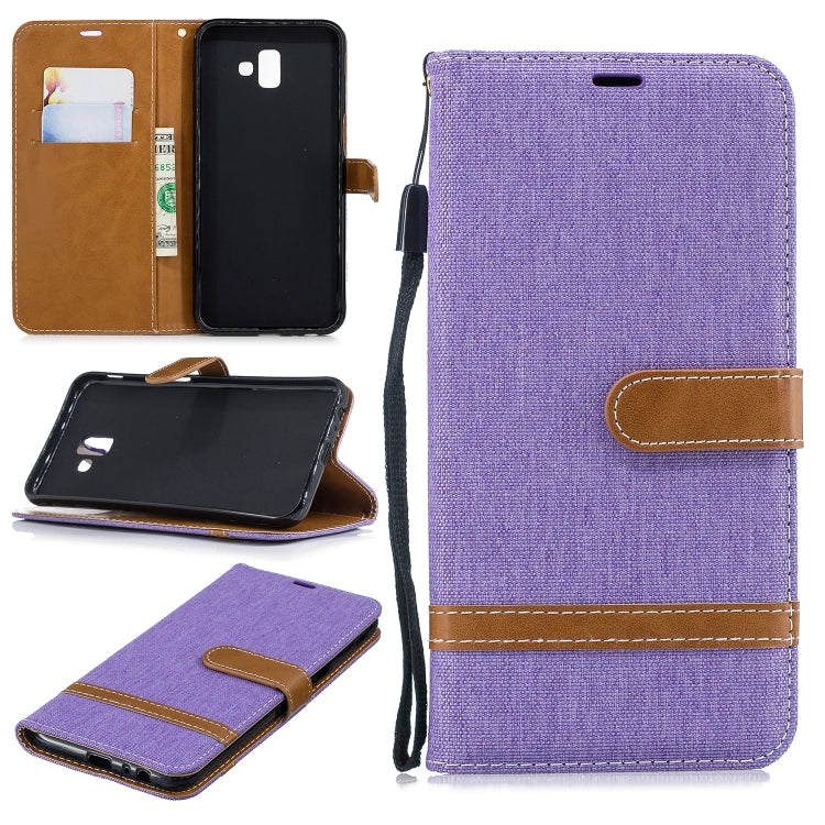 Color Matching Denim Texture Leather Case for Galaxy J6+ & J6 Prime, with Holder & Card Slots & Wallet & Lanyard