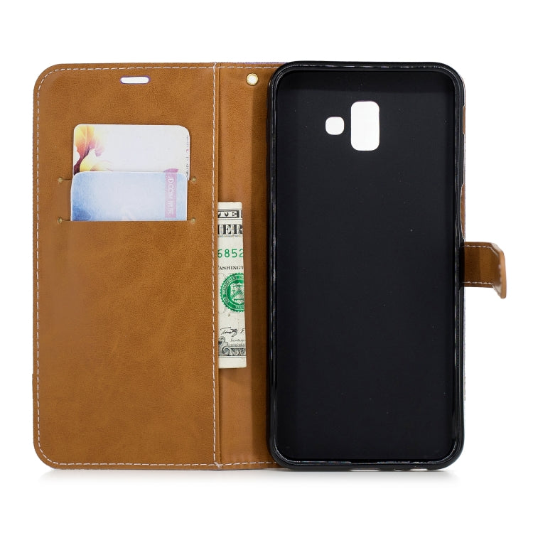 Color Matching Denim Texture Leather Case for Galaxy J6+ & J6 Prime, with Holder & Card Slots & Wallet & Lanyard