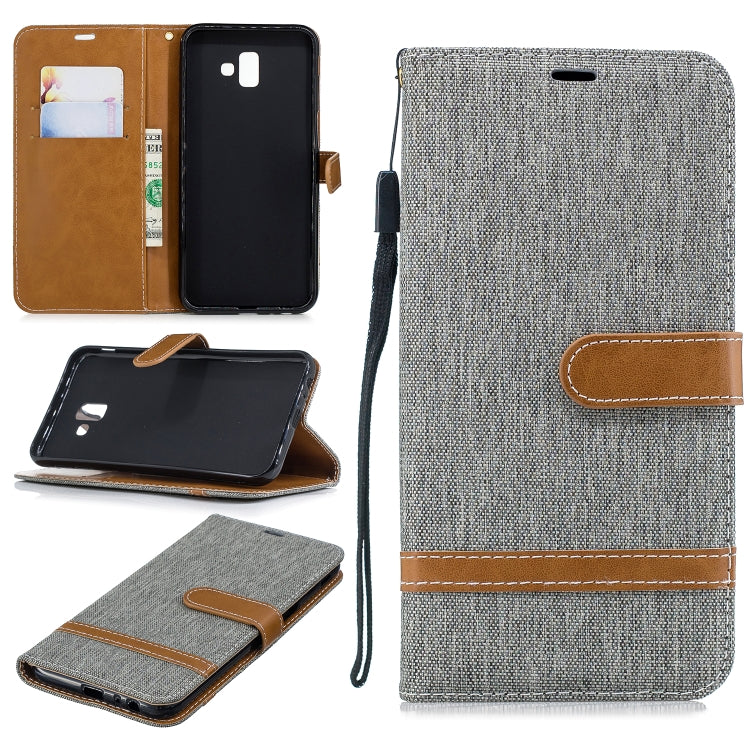 Color Matching Denim Texture Leather Case for Galaxy J6+ & J6 Prime, with Holder & Card Slots & Wallet & Lanyard