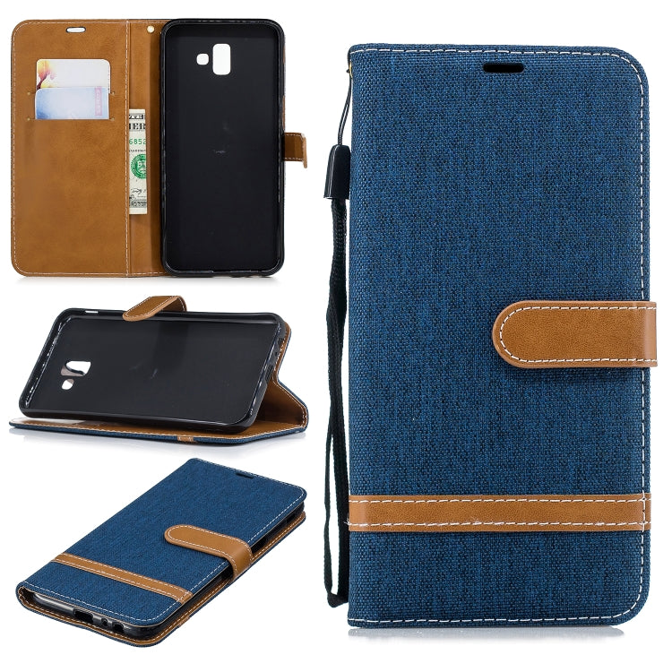 Color Matching Denim Texture Leather Case for Galaxy J6+ & J6 Prime, with Holder & Card Slots & Wallet & Lanyard