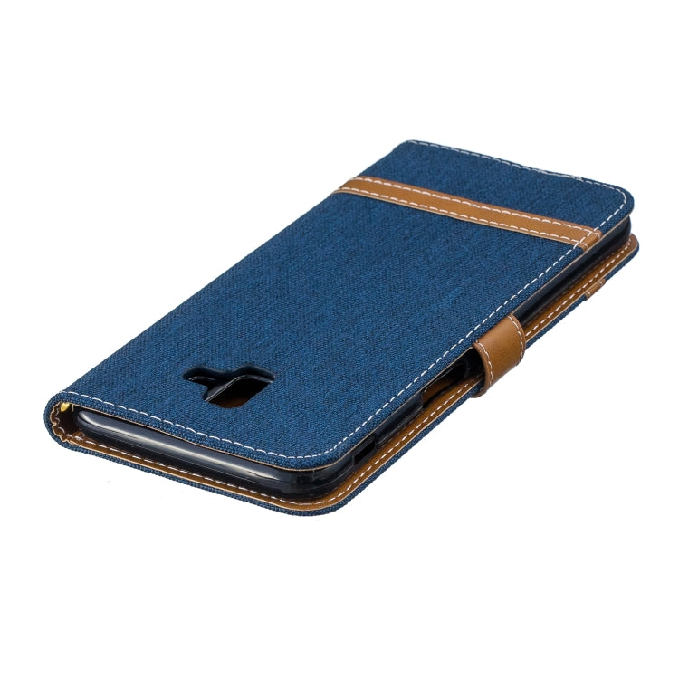 Color Matching Denim Texture Leather Case for Galaxy J6+ & J6 Prime, with Holder & Card Slots & Wallet & Lanyard