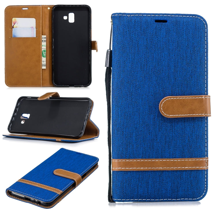 Color Matching Denim Texture Leather Case for Galaxy J6+ & J6 Prime, with Holder & Card Slots & Wallet & Lanyard
