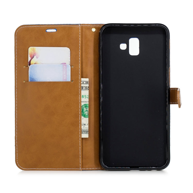 Color Matching Denim Texture Leather Case for Galaxy J6+ & J6 Prime, with Holder & Card Slots & Wallet & Lanyard