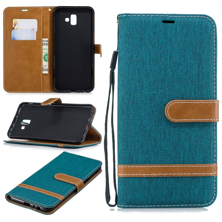 Color Matching Denim Texture Leather Case for Galaxy J6+ & J6 Prime, with Holder & Card Slots & Wallet & Lanyard