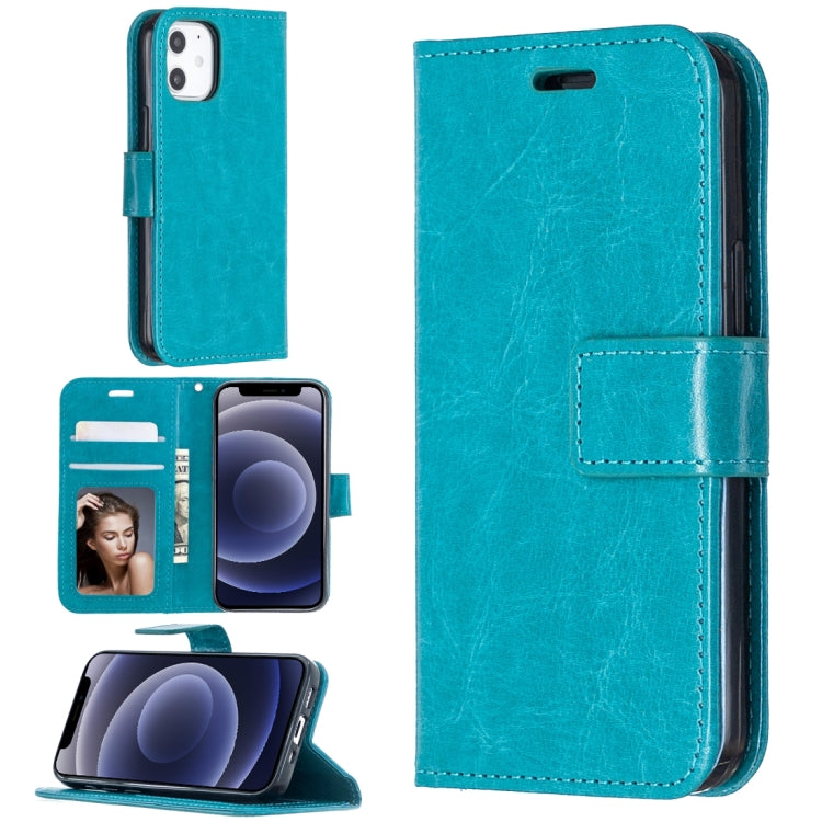 For iPhone 12 mini Crazy Horse Texture Horizontal Flip Leather Case with Holder & Card Slots & Wallet & Photo Frame