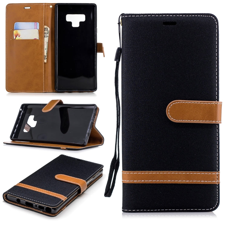 Color Matching Denim Texture Leather Case for Galaxy  Note 9 , with Holder & Card Slots & Wallet & Lanyard