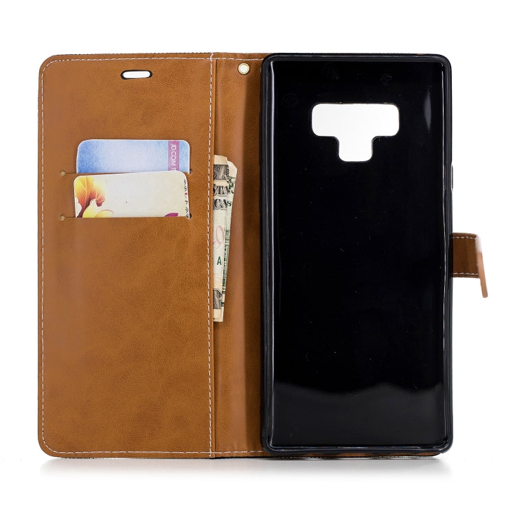 Color Matching Denim Texture Leather Case for Galaxy  Note 9 , with Holder & Card Slots & Wallet & Lanyard