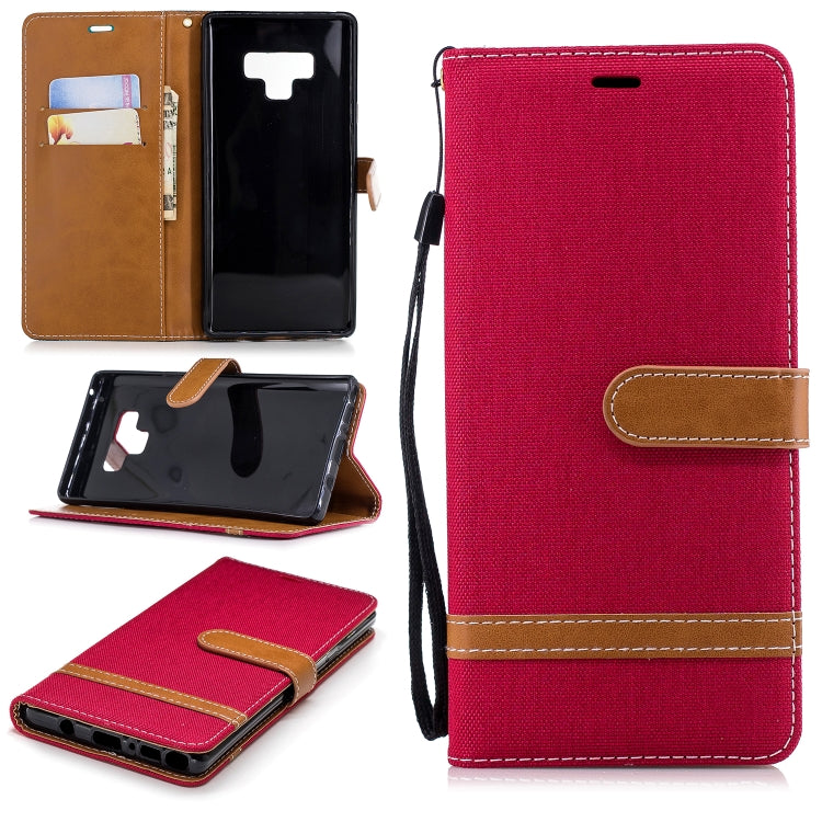 Color Matching Denim Texture Leather Case for Galaxy  Note 9 , with Holder & Card Slots & Wallet & Lanyard