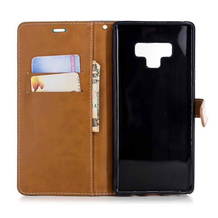 Color Matching Denim Texture Leather Case for Galaxy  Note 9 , with Holder & Card Slots & Wallet & Lanyard