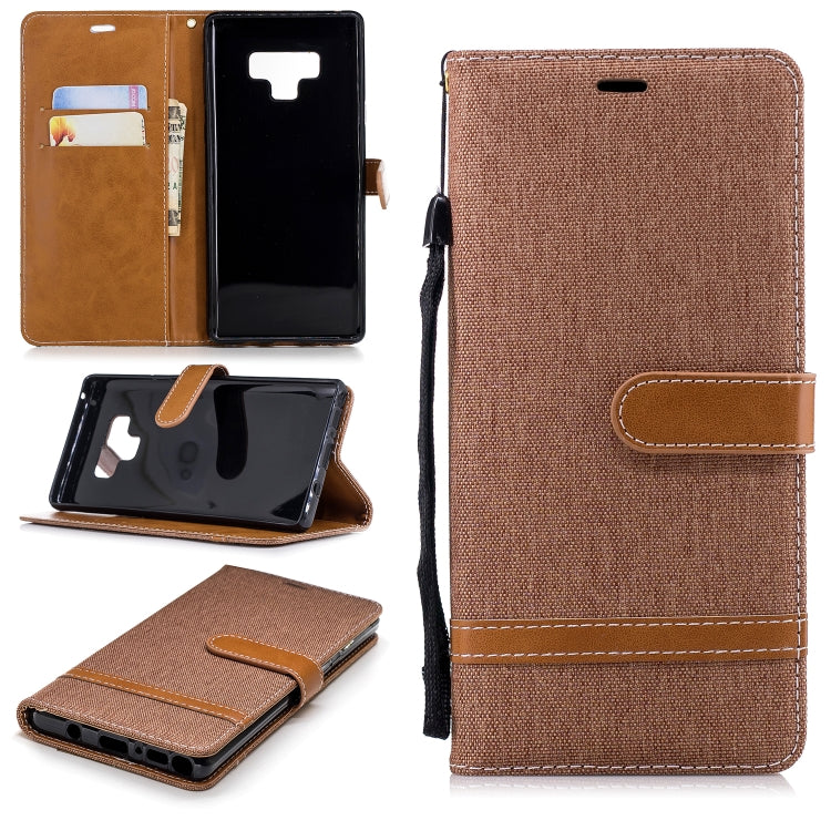 Color Matching Denim Texture Leather Case for Galaxy  Note 9 , with Holder & Card Slots & Wallet & Lanyard
