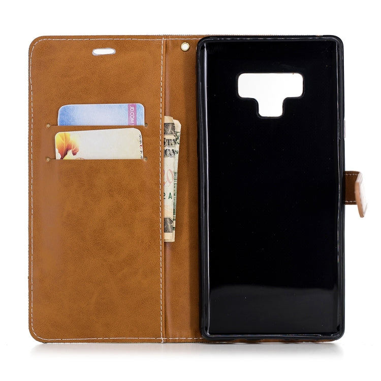 Color Matching Denim Texture Leather Case for Galaxy  Note 9 , with Holder & Card Slots & Wallet & Lanyard