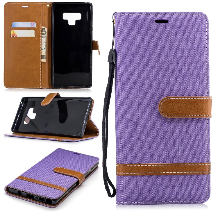 Color Matching Denim Texture Leather Case for Galaxy  Note 9 , with Holder & Card Slots & Wallet & Lanyard